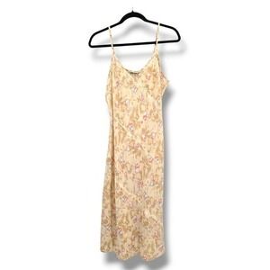 Millenium Floral‎ Midi Dress Sleeveless Beige Pink Blue Women's Size 18 Y2k